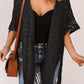 Fringe Hem Slit Open Front Cardigan