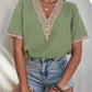 Full Size Lace Detail V-Neck Short Sleeve Blouse