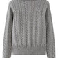 Cable-Knit Half Zip Long Sleeve Sweater