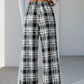Perfee Drawstring Plaid Wide Leg Pants