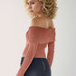 Double Take Ribbed Off-Shoulder Zip Up Long Sleeve Cardigan
