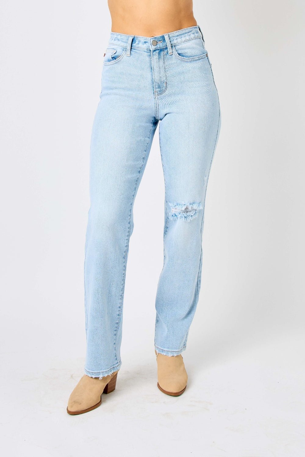 Judy Blue Full Size High Waist Distressed Straight Jeans *