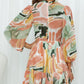 Printed Mock Neck Balloon Sleeve Mini Dress