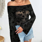 Off-Shoulder Flare Sleeve Lace Top
