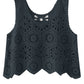 Openwork Round Neck Knit Vest