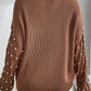 Pearl Detail Round Neck Long Sleeve Sweater