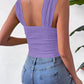 Full Size Textured Square Neck Wide Strap Tank