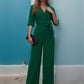 Surplice Half Sleeve Wide Leg Jumpsuit
