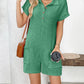 Button Detail Collared Neck Short Sleeve Romper