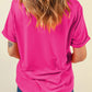Sequin Bow Round Neck Short Sleeve T-Shirt