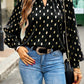Mock Neck Cutout Lantern Sleeve Blouse