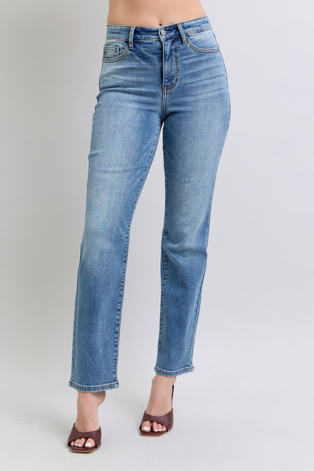 Judy Blue Full Size Wash Thermal Straight Jeans with Pockets *