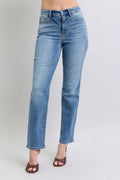 Judy Blue Full Size Wash Thermal Straight Jeans with Pockets *