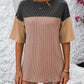 Full Size Color Block Round Neck Half Sleeve T-Shirt