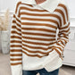 Striped Collared Neck Long Sleeve Sweater