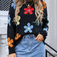 Flower Round Neck Long Sleeve Sweater