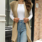 Pocketed Open Front Cap Sleeve Cardigan