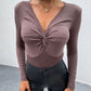 Twist Front V-Neck Long Sleeve Bodysuit