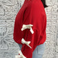 Contrast Bow Round Neck Long Sleeve Sweatshirt