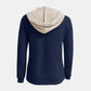 Full Size Waffle-Knit Contrast Long Sleeve Hoodie