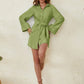 Collared Neck Long Sleeve Mini Shirt Dress