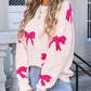 Bow Round Neck Dropped Shoulder Sweater