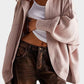 Exposed Seam Open Front Batwing Sleeve Hooded Cardigan