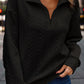 Half Zip Drop Shoulder Long Sleeve Sweatshirt