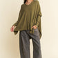 Davi & Dani High-Low Side Slit Batwing Sleeve Top