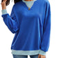 Contrast Round Neck Long Sleeve Sweatshirt