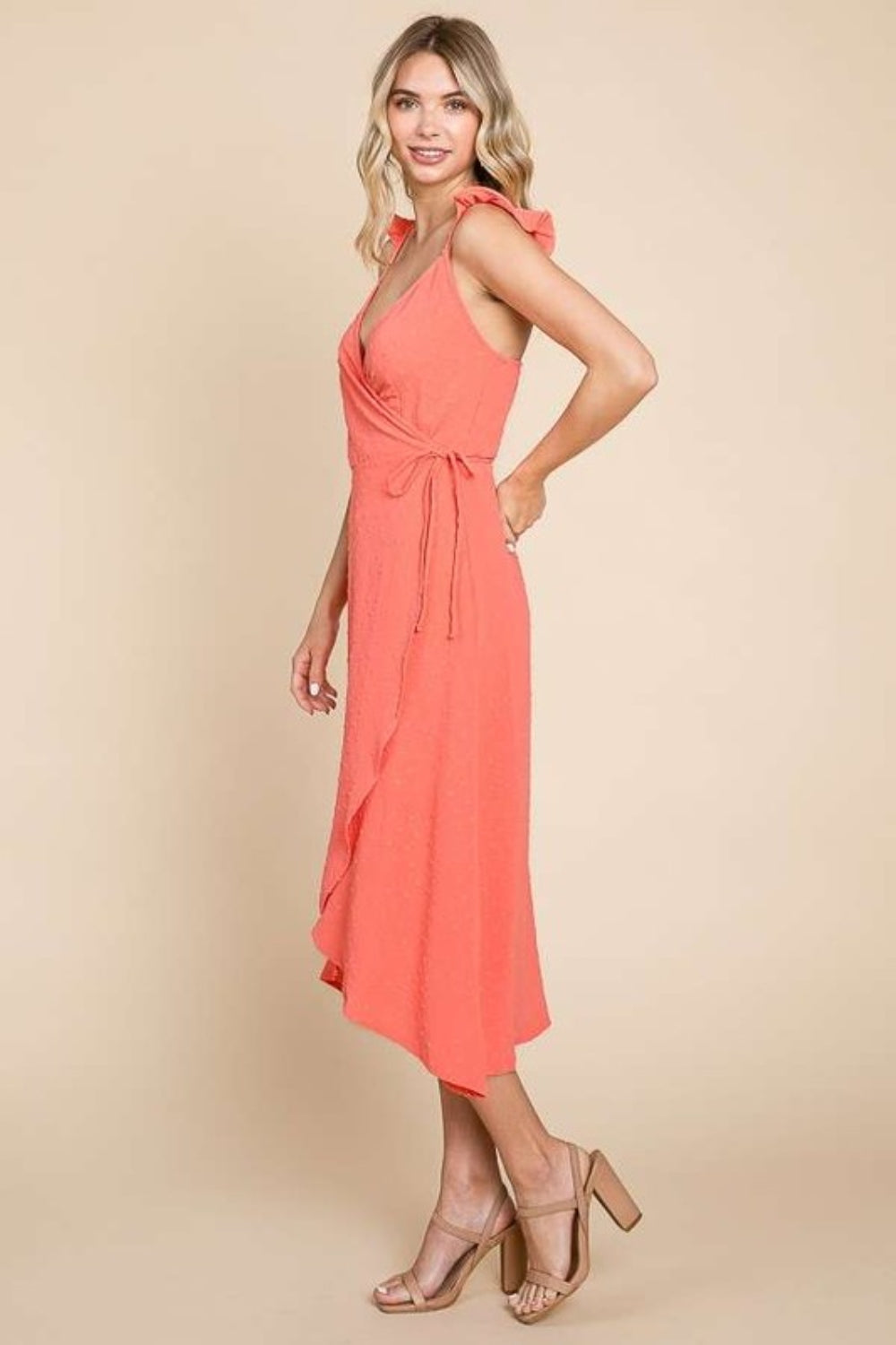 Culture Code Ruffle Detail Surplice Wrap Slip Dress *