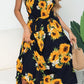 Smocked Sunflower Printed Sleeveless Cami Dress