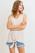 Cotton Bleu by Nu Label Sleeveless Front Tie Striped Top *