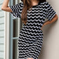Chevron Round Neck Short Sleeve Knit Dress