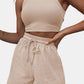 Full Size Round Neck Top and Drawstring Shorts Set