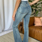 Judy Blue Full Size Medium Rise Tummy Control Destroy Flare Jeans