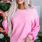 Sequin Round Neck Dropped Shoulder Sweatshirt