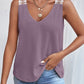 Lace Detail Waffle-Knit V-Neck Tank