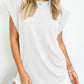 Full Size Textured Round Neck Cap Sleeve Blouse