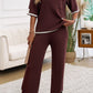 Devine Contrast Trim Half Sleeve Top and Pants Set