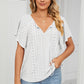 Eyelet Tie-Neck Flutter Sleeve Top