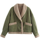 Fuzzy Collared Neck Long Sleeve Jacket