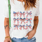 Bow Graphic Round Neck Short Sleeve T-Shirt