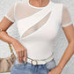 Mesh Patchwork Round Neck Short Sleeve Top