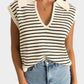 Mandy Collared Neck Striped Sweater Vest