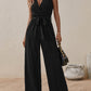 Tied Surplice Sleeveless Wide Leg Jumpsuit