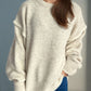 Contrast Trim Round Neck Dropped Shoulder Sweater
