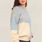 VERY J Color Block Mock Neck Drop Shoulder Sweater