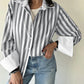 Striped Collared Neck Long Sleeve Shirt