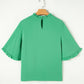 Frill Round Neck Wide Half Sleeve Blouse